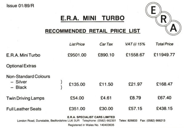 Retail Price List